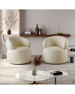 Conjunto 2 Poltronas Orgânica Atemporal Base Giratória Eloah Bouclé Italiano Bege