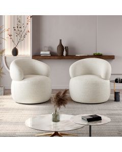Conjunto 2 Poltronas Orgânica Atemporal Base Giratória Eloah Bouclé Italiano Off White