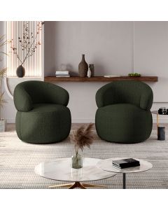 Conjunto 2 Poltronas Orgânica Atemporal Base Giratória Eloah Linho Premium Turco Verde