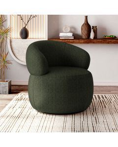 Poltrona Design Sofisticado Orgânica Fino Acabamento Eloah Base Giratória Linho Premium Turco Verde
