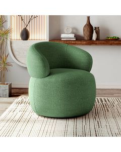 Poltrona Design Orgânico Moderno e Sofisticado Eloah Base Giratória Bouclé Italiano Verde Selva