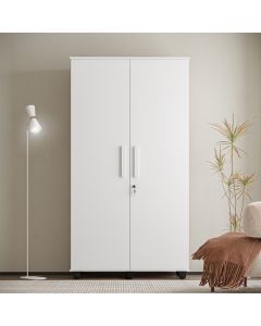 Guarda Roupa Solteiro Multiuso sem Gaveta Reforçado Ouro Fechadura com Chave Branco