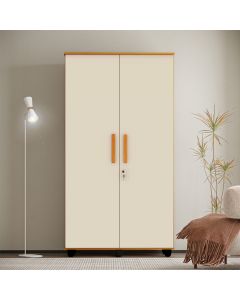 Guarda Roupa Solteiro Multiuso sem Gaveta Reforçado Ouro Fechadura com Chave Nature / Off White