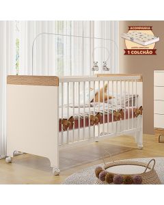 Berço Cama Infantil Doçura com Colchão Off-white/savana