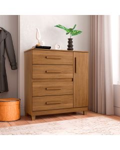 Cômoda para Quarto 4 Gavetas e 1 Porta Victoria Amêndoa