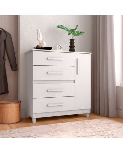 Cômoda para Quarto 4 Gavetas e 1 Porta Victoria Branco