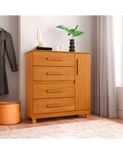 Cômoda para Quarto 4 Gavetas e 1 Porta Victoria Nature