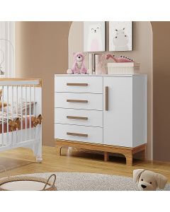 Cômoda Infantil Doçura 1 Porta e 4 Gavetas Branco/savana