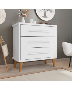 Cômoda Retrô para Quarto 3 Gavetas Belvedere - Branco