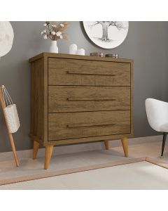 Cômoda Retrô para Quarto 3 Gavetas Belvedere - Amêndoa