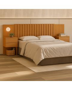 Painel Modular Sampa com Criado Integrado e Painel Ripado Extensível Cinamomo