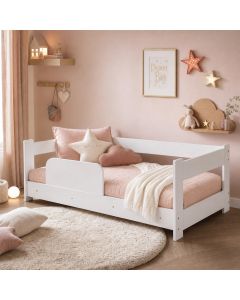 Cama de Menina Montessoriana Baby com Grade de Proteção Ideal para Transição Infantil - Branco