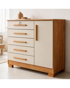 Cômoda Multiuso Quarto Infantil Solteiro e Casal Compacta e Reforçada Moderna Royale Cedro/off White