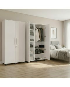 Kit com 2 Armários Organizadores Multiuso Ouro 2 Portas Branco