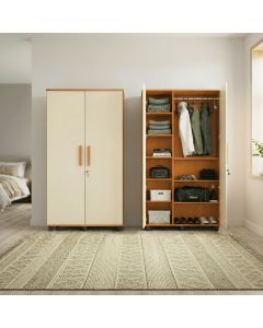 Kit com 2 Armários Organizadores Multiuso Ouro 2 Portas Nature Off White