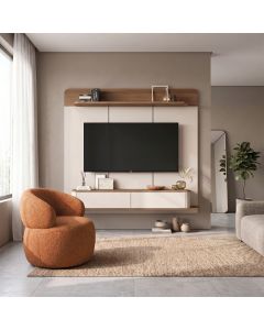 Conjunto Home Concept Tv 70" + Poltrona Orgânica Eloah Giratória Bouclé Italiano Terracota