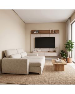 Conjunto Sala Painel Suspenso Tv 70" Concept + Sofá Orgânico Charlie 3 Lugares Linho Turco - Bege