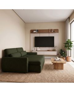 Conjunto Sala Painel Suspenso Tv 70" Concept + Sofá Orgânico Charlie 3 Lugares Linho Turco - Verde