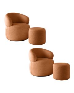 Kit 2 poltronas Orgânica eloah 2 puff ello alto padrão bouclé italiano decoração - terracota