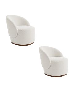 Kit 2 Poltronas Decorativa Premium Orgânica para Recepção e Clinicas em Bouclê Italiano Off White