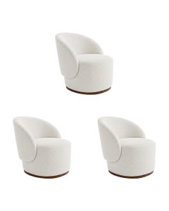 Kit 3 Poltronas Decorativa Premium Orgânica para Recepção e Clinicas em Bouclê Italiano Off White