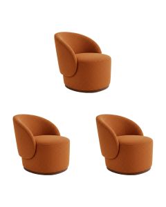 Kit 3 Poltronas Decorativa Premium Orgânica para Recepção e Clinicas em Bouclê Italiano Terracota