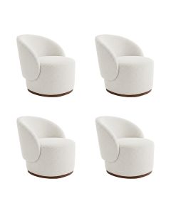 Kit 4 Poltronas Decorativa Premium Orgânica para Recepção e Clinicas em Bouclê Italiano Off White