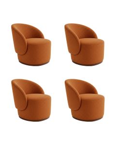 Kit 4 Poltronas Decorativa Premium Orgânica para Recepção e Clinicas em Bouclê Italiano Terracota