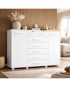 Cômoda Mega Grande 5 Gavetas Espaçosas e Alta Capacidade de Organização e Sapateira - Branco