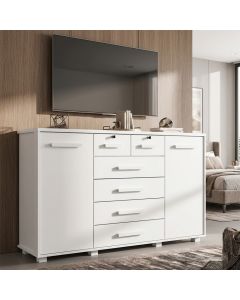 Cômoda Design Moderno Mega com 5 Gavetas e Sapateira Resistente e Duradoura - Branco