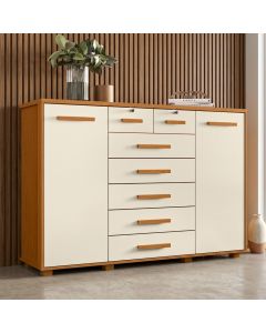 Cômoda Mega com Sapateira Grande e Espaçosa Gavetas com Chave Segura - Cinamomo/off-white