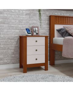 Mesa de Cabeceira Dubai com 3 Gavetas New Frassino/Off White