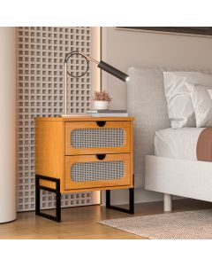 Mesa de Cabeceira Titanium Estilo Industrial com Pés de Ferro - Nature / Preto