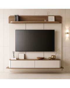 Painel Home Suspenso Ideal para Tv até 70 Polegadas Concept Design Moderno Off-white/amadeirado