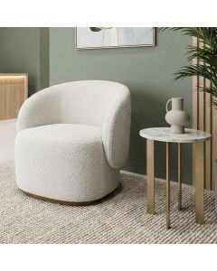 Poltrona Orgânica Premium para Recepção Clinica Design Curvo e Confortável Bouclê Italiano Off White