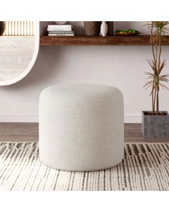 Puff Orgânico Ello Design Sofisticado em Tecido Bouclé Italiano Off White