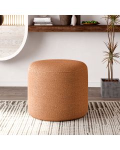 Puff Orgânico Ello Design Sofisticado em Tecido Bouclé Italiano Terracota