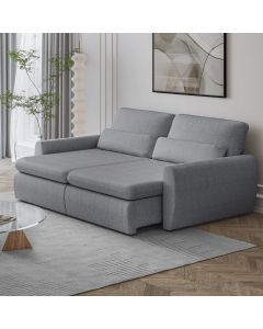 Sofá Retrátil Reclinável Charlie 2,10m Linho Supreme D28 Thermogel Vira Cama Casal Moderno - Cinza