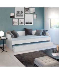 Sofá Cama Solteiro Duo com Cama Auxiliar em Mdf Reforçado 15mm Branco 